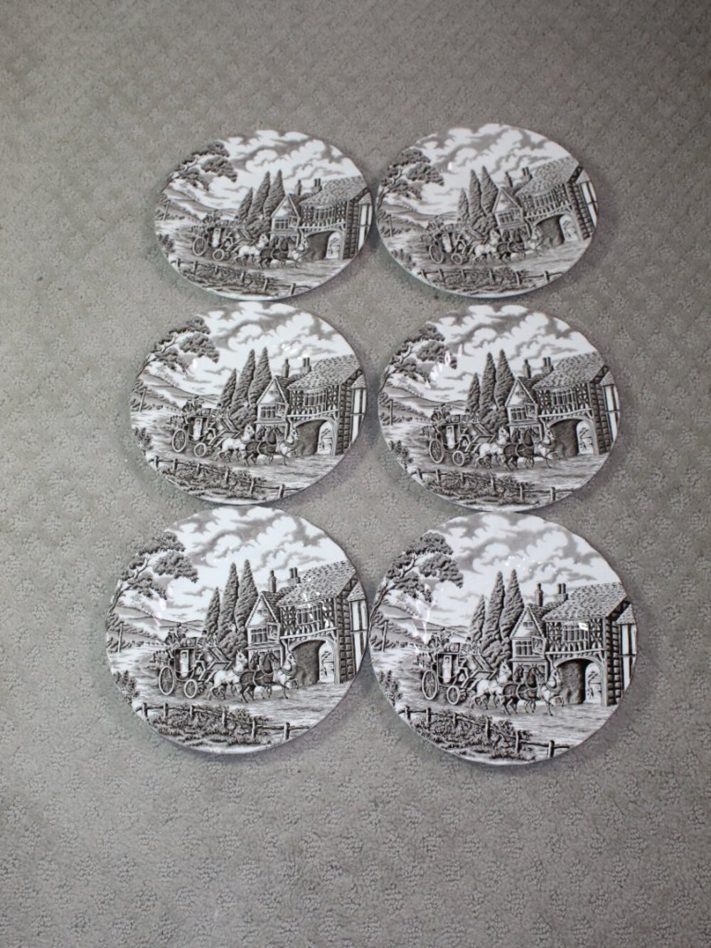 Set of 6 Royal Mail Staffordshire Ware Brown & Ivory 7.75" Salad Plates